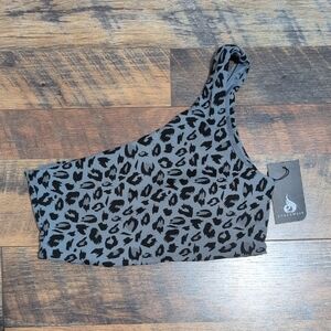 Ryderwear Gray Leopard Print Sports Bra Top